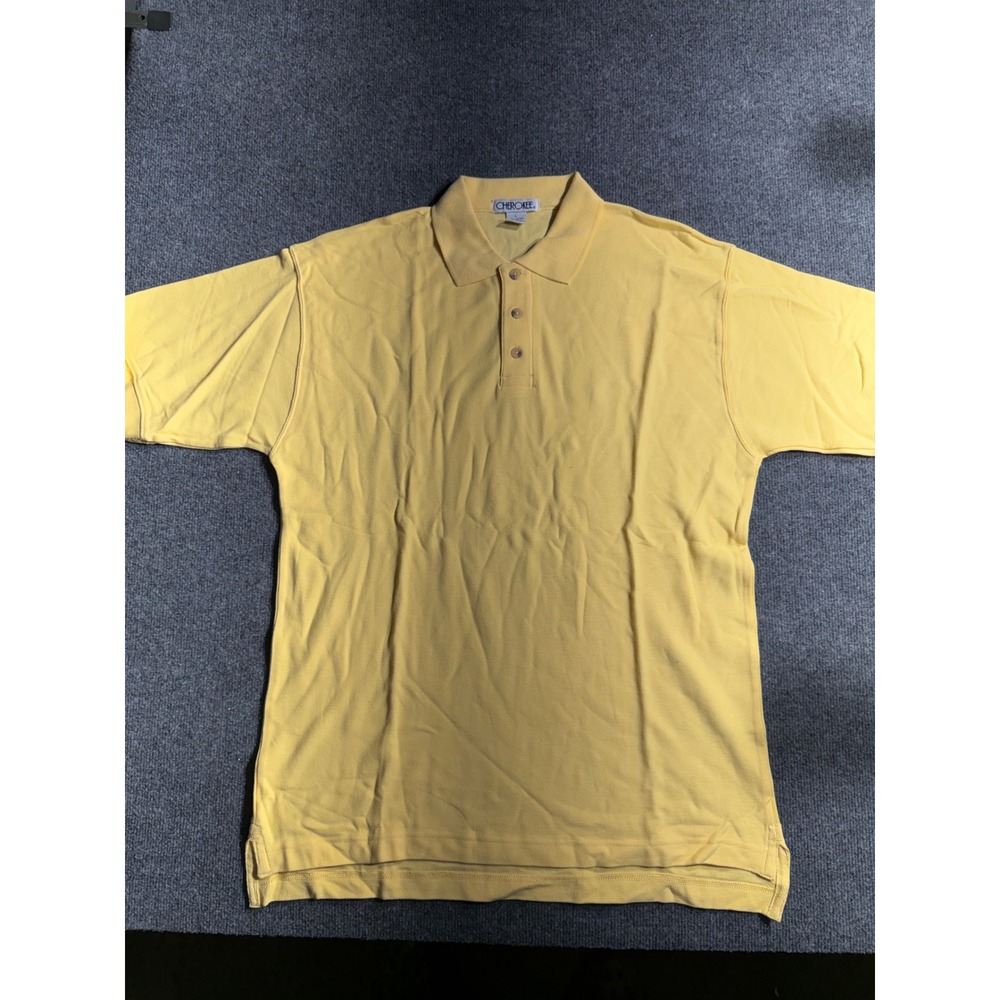 Cherokee Mens Yellow Short Sleeve 100%‎ Cotton Pique Polo Shirt Size Large